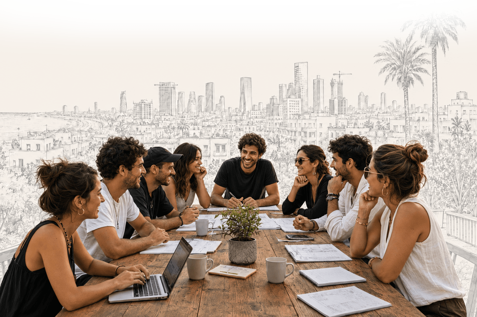 People collaborating in a modern workspace